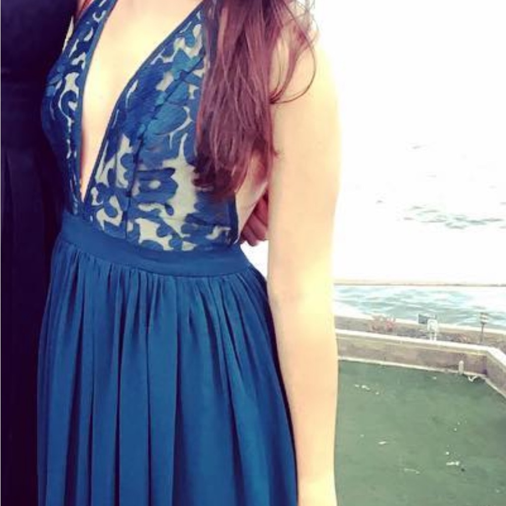 Elegant Teal Halter Dress View 6
